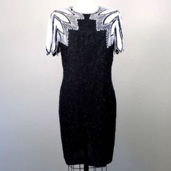 Stenay Vintage 100% Silk Short Sleeve Sequin Mini Cruise Dress, 6 New Condition - Picture 1 of 13